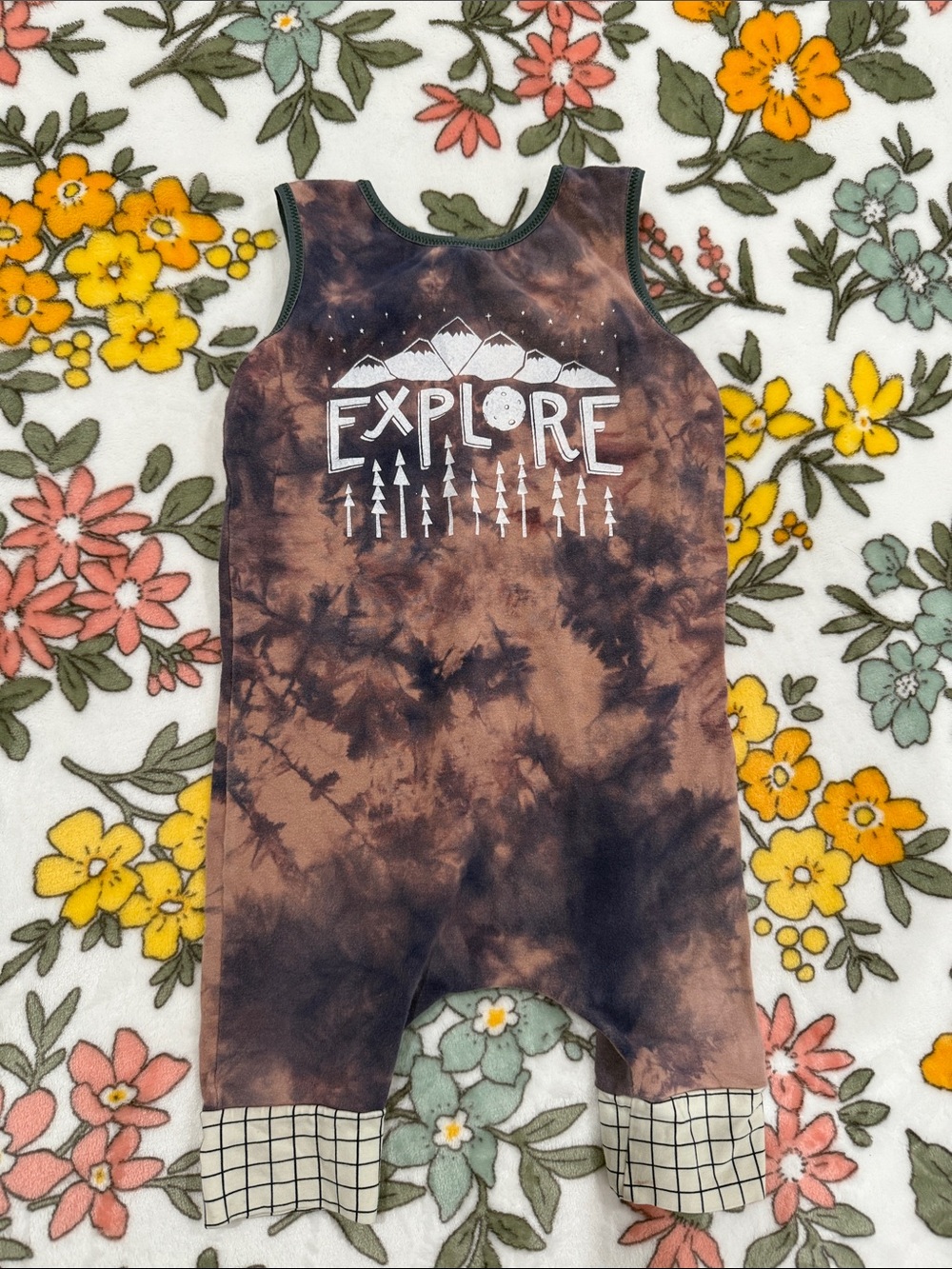 Rags to Raches Brown and Black Tie-Dye 'Explore' Kids One-Piece